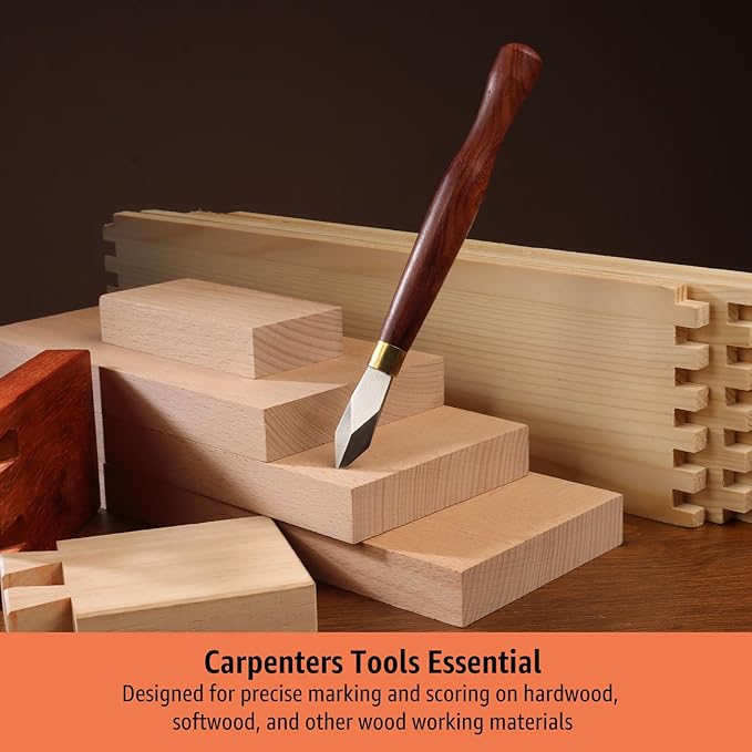 Professional Woodworking Marking Knife – 7.09 Inch Layout Woodworking Tools, Sharp Stainless Steel Blade, Hardwood Handle, Precise Wood Working Tools and Accessories for Carpenter, Carpentry