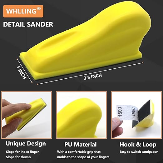 Micro Zip Detail Sander 70PCS Sandpaper-Grit 400 600 800 1000 1500 2000 3000, 3.5?쓝 1?쒶icro Sander Tool for Small Projects Wet Dry, Hook and Loop Detail Sander for Crafts and Woodworking