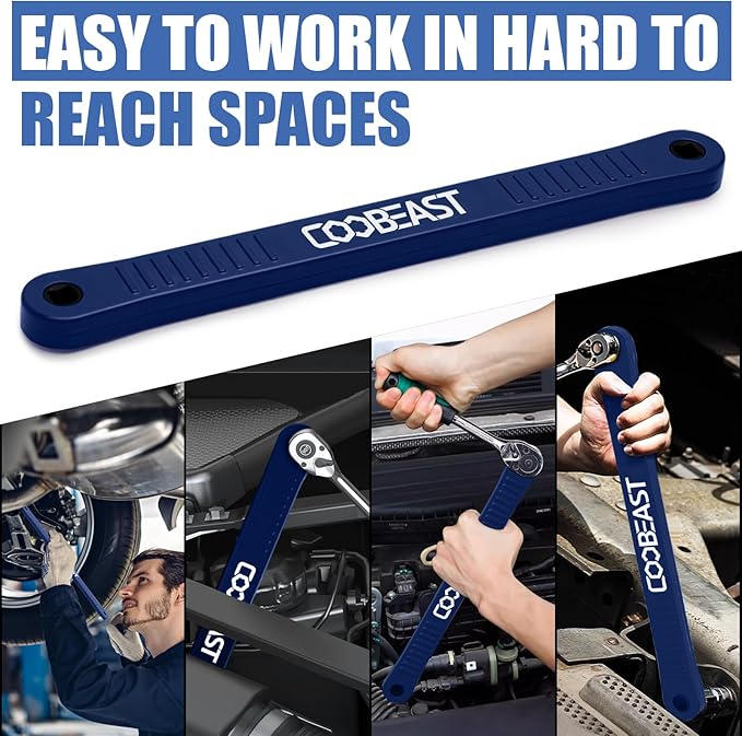Offset Extension Wrench Impact Ready Socket Wrench Extender Tool with Versatile 1/4", 3/8", and 1/2" Square Drive Adapters, Universal Extensions Wrench for Small Place