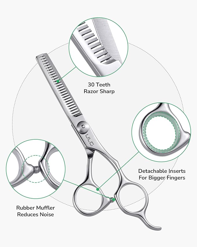 ULG Hair Cutting Scissors Set, Hair Scissors Thinning Shears for Hair Cutting, Professional Barber Scissors Hair Shears for Women Men Adults Kids Salon Home Use, Japanese Stainless Steel
