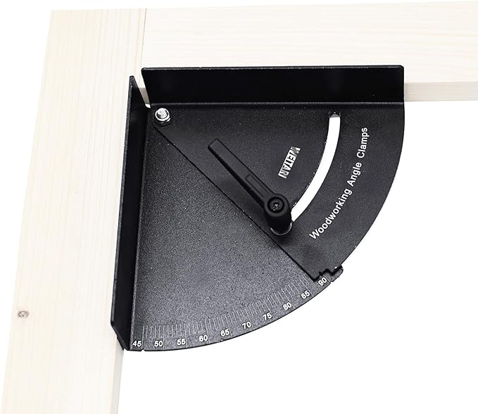 WEITARI Corner Clamps for Woodworking, Adjustable Right Angle Clamps, Aluminum Alloy Corner Clamping Fixtures Swing Fixer with 2 inch C-Clamp Set for Carpenter Welding Cabinets (45-90 Degree)