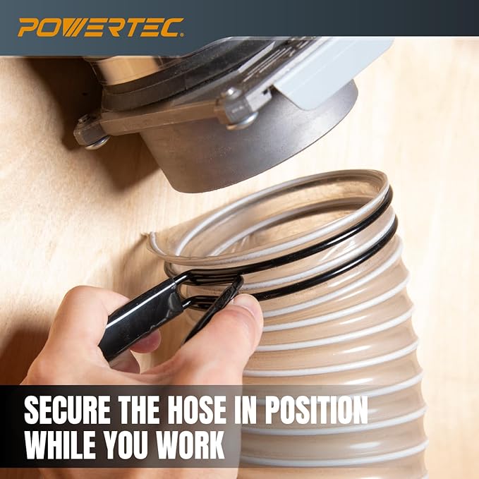 POWERTEC 2-1/2 Inch Double Loop Hose Clamps for Dust Collection Hose and Dryer Vent Hose, Quick Release Spring Clamps for Dust Collector and Dust Collection Fittings, 2 pack (70390V)