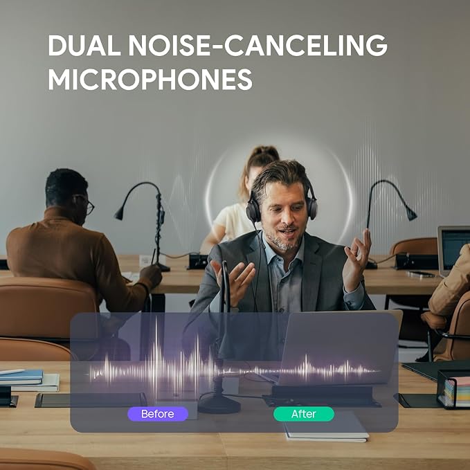 Yealink UH37 USB Headset with Mic,Wired Headset with Noise Cancelling Microphone for Computer PC Laptop VoIP Phone,USB-C/A Cable,Works with Zoom and Other Leading UC Platforms