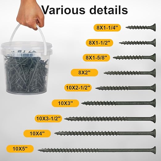 Wood Screws #10 x 2-1/2?쇺? T25 Star Torx Drive Flat Head Deck Screws, Green, 79Pcs (1lb)