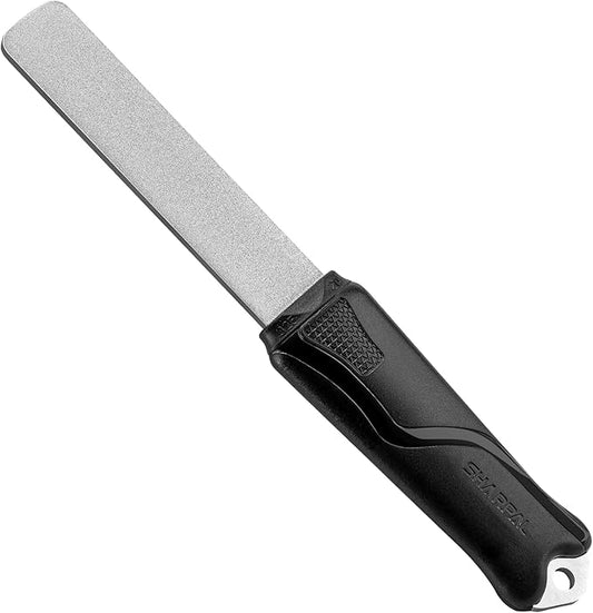 SHARPAL 121N Dual-Grit Diamond Sharpening Stone File Garden Tool Knife Sharpener with Angle Guide Coarse 325 / Extra Fine 1200 Grit for Lawn Mower Blade, Axe, Hatchet, Hedge Shears, Chisels, Drills