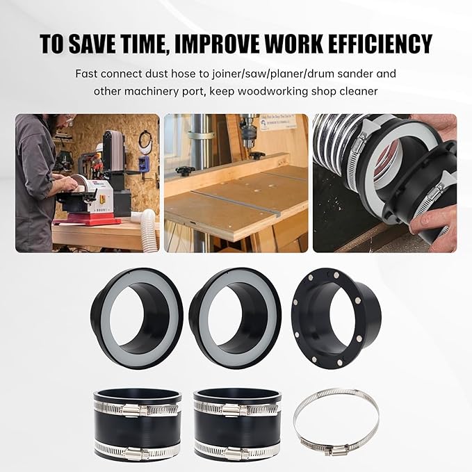 4" Magnetic Dust Collector Fittings Vacuums Collection Hose Quick Connect System 8 High-Strength Magnets for Woodworking