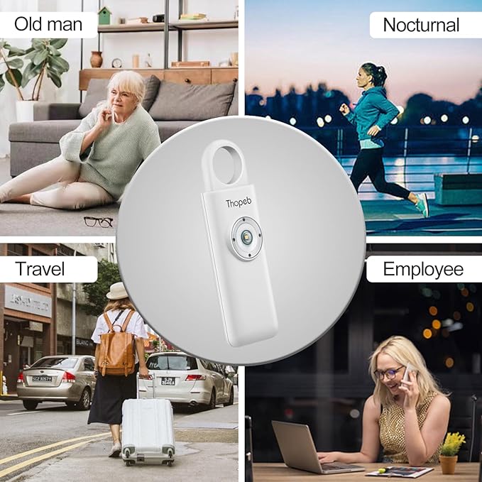 Thopeb?밫he Original Personal Safety Alarm for Women Self Defense ??Elders & Kids Self Defense Keychain Siren ??135dB Loud Siren Bird Sound ??Cute Key Chains Protection (White)