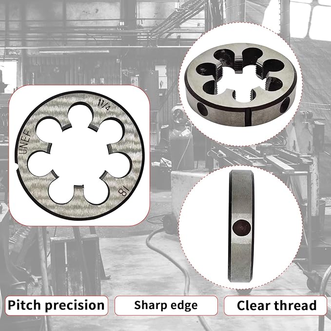Lzcdelyxiao 1 1/4"-18 Die UNEF 1-1/4"-18 TPI Right Hand Nominal Diameter 1 1/4" Thread Per Inch 18 Fin Thread Tolerance Grade 2B Right Hand Thread High Speed Steel HSS