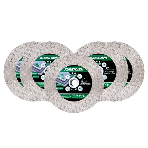 Tile Diamond Saw Blade - 5pcs 125mm Dual-Purpose Diamond Cutting Disc,Angel Grinder Blade Arbor M14 Thread for Cutting and Grinding Ceramic Tiles,Porcelain,Granite,Marble