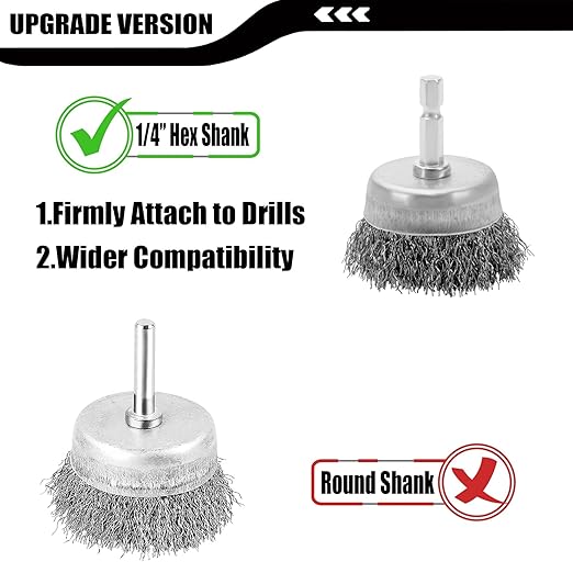 Wire Brush for Drill Set 6 Pcs, Wire Wheel for Drill with 1/4 Inch Hex Shank, Drill Wire Brush Set with 0.012 Inch Coarse Crimped Carbon Steel Wires for Removing Rust, Paint and Corrosion