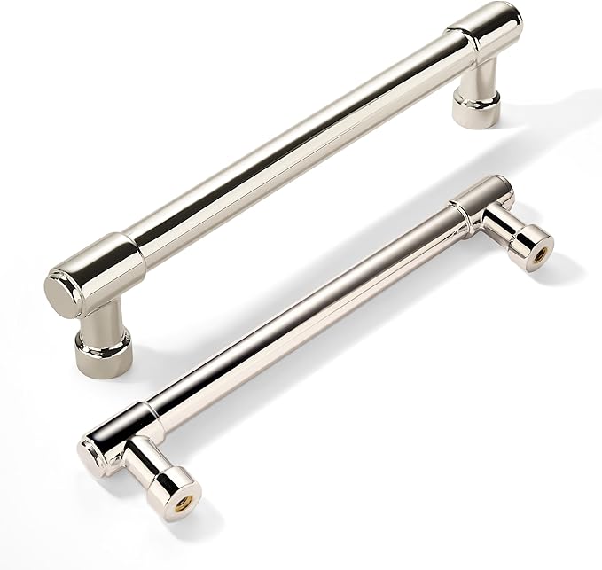 khtumeware 20 Pack Polished Nickel Cabinet Pulls 5 Inch(128MM) Hole Center Solid Chrome Drawer Pulls Dresser Handles Cabinet Hardware