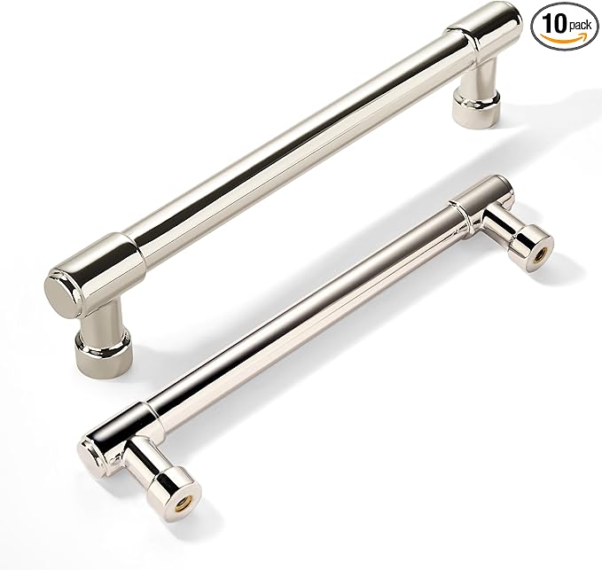 khtumeware 10 Pack 6 Inch(152mm) Polished Nickel Cabinet Pulls Kitchen Cabinet Handles Kitchen Cabinet Hardware for Cupboard Drawer Pulls Dresser Handle