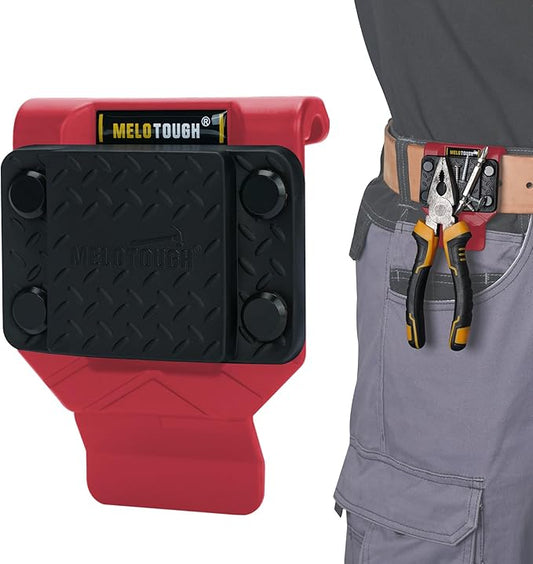 MELOTOUGH Magnetic Tool Holder, N48 Strong Magnetic Belt Clip for Nails, Screws, Drill Bit, Wrenches, Screwdrivers, Hammer, Sockets and Other Metal Tools and Hardware - Fits Up to 2.7" Belt