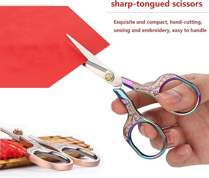 Small sharp scissors-5 Inch Precision Scissors with Cover-3 pack Sewing Embroidery Crafting Scissors Stainless Steel (Colored & Rose Gold & Silver)