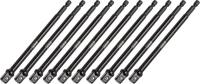 ARES 70388-10-Piece 3/8-Inch Drive 6-Inch Impact Grade Socket Adapter Set - Extensions Turn Power Drill into High Speed Nut Driver