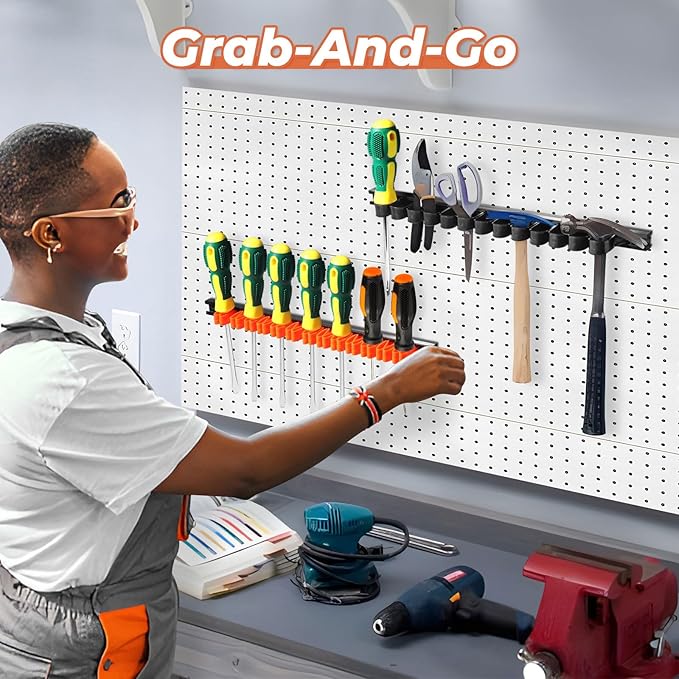 2PCS Magnetic Screwdriver Organizer,Service Truck Tool Organizer Magnetic Screwdriver Holder,Pick-up-and-go for Convenience,Tool Storage Organizer for Professional & DIY Mechanics