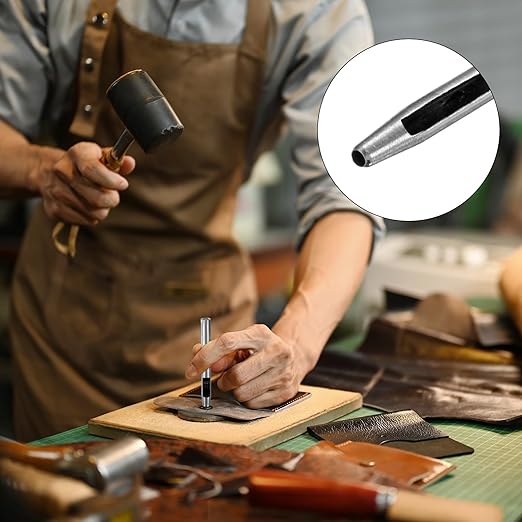 1.5MM Leather Hole Punch Tool [4PCS] - Metal Round Belt Hole Puncher Use for Leather Working & Belts & Watch Band & Paper & Plastic - [Silver Tone] Round Hollow Tools