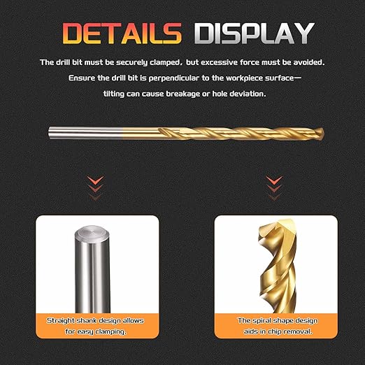 Drill Bit, 5/32" Cutting Diameter, 4341 HSS Jobber Bits TiN Coated 135° Cutting Angle - (Applications: for Drilling Soft Metal Plastic Wood), 10-Pieces