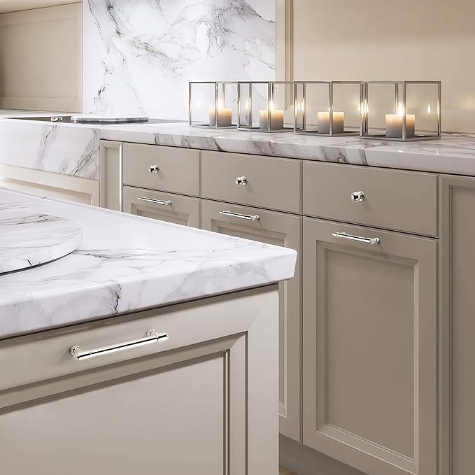 khtumeware 10 Pack 8 Inch(203mm) Polished Nickel Cabinet Pulls Kitchen Cabinet Handles Kitchen Cabinet Hardware for Cupboard Drawer Pulls Dresser Handle