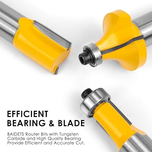 Router Bits Set 1/2 Inch Shank - BAIDETS 12 Pieces Tungsten Carbide Router Bits, Woodwork Tools