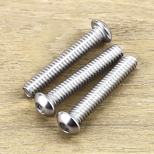 1/4-20 x 1-3/8" Button Head Socket Cap Bolts Screws, 304 Stainless Steel 18-8, Allen Hex Drive, Bright Finish, Fully Machine Thread, Pack of 25
