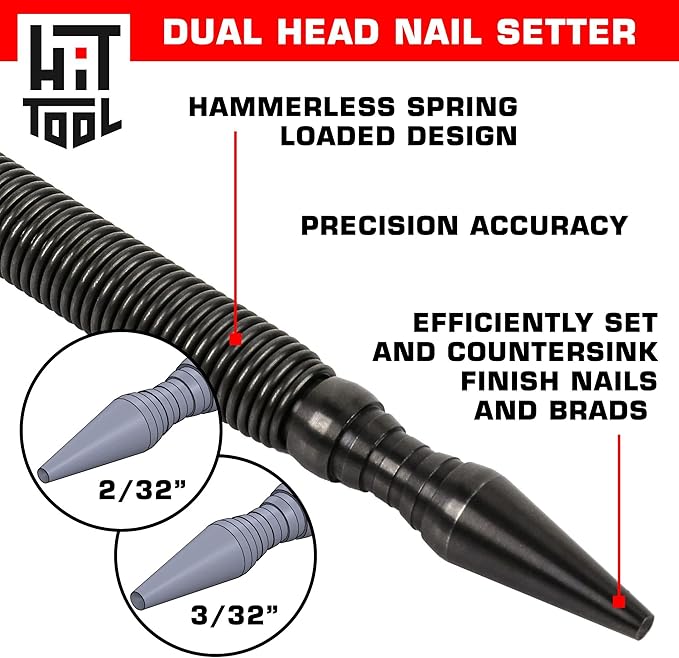HIT Tool 2/32" (#2) Nail Set and 3/32" (#3) Nail Set Combination Hammerless Spring Punch