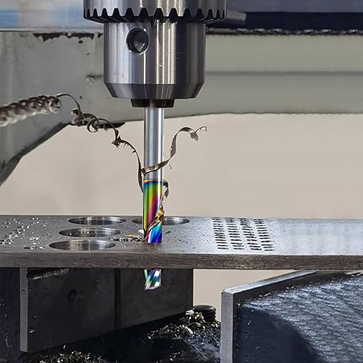 NZtools 5PCS 1/8?쇺?Flat Nose End Mill, Single Flute DLC (Ta-C) Coated CNC Cutting Bit for Aluminum, Steel, Titanium, Wood, Precision Nano End Mill for CNC Milling Machines