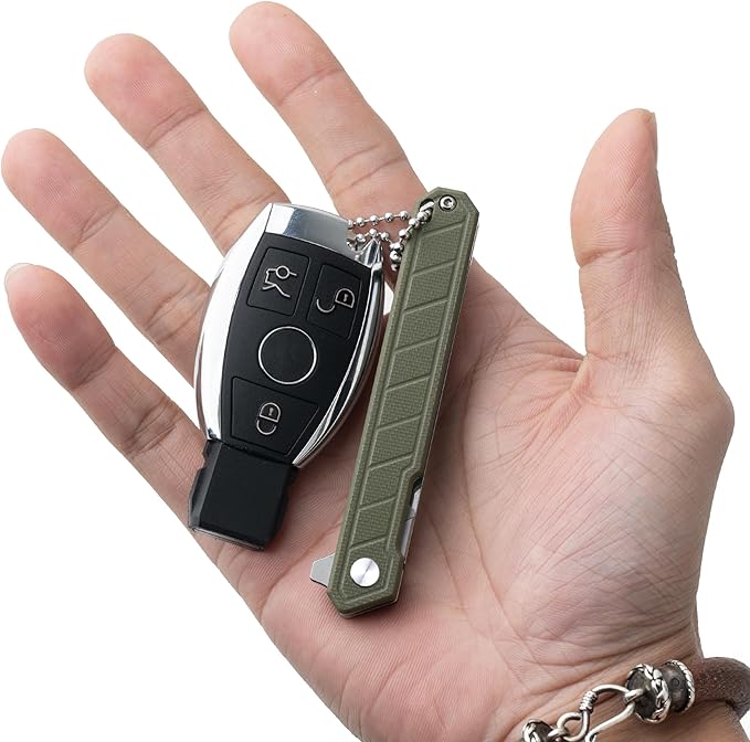 G046 Mecha Mini Slim Folding Scalpel with 5pcs #24 and 5pcs #60 G14 Handle with Liner Lock, Utility EDC Pocket Knife with Back Clip（Green）