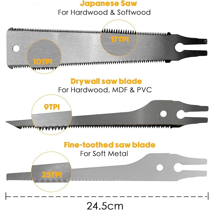 4-Piece Miter Box and Saw Set, 2.68 × 12-Inch Mitre Box with 3 Mitre Saws for Hardwood to Soft Metal Precise Miter and Bevel Cuts, Miter Box with Saw Included for Light-duty Tasks Only