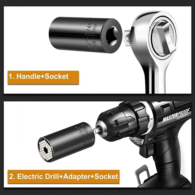 Super Universal Socket Tools Gifts for Men - Christmas Stocking Stuffers for Men Grip Socket Set with Power Drill Adapter Cool Stuff Ideas Gadgets for Him Birthday Gifts for Dad Women Husband