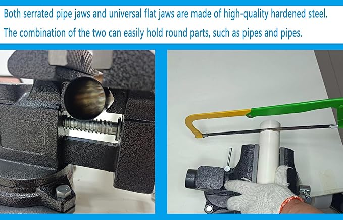 MYTEC 2-In-1 Bench Vise Heavy Duty for Workbench, 6.0" black, Upgraded Multi-Purpose Table Vice, Universal Rotate 270째Work Clamp-On Vise