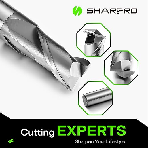 1/2 End Mills 1/2 Inch Shank, 2 Flute Carbide Square Endmill with AlCrN Coated, Upcut Spiral CNC Router Bits for Alloy Steel, Metal and Stainless Steel