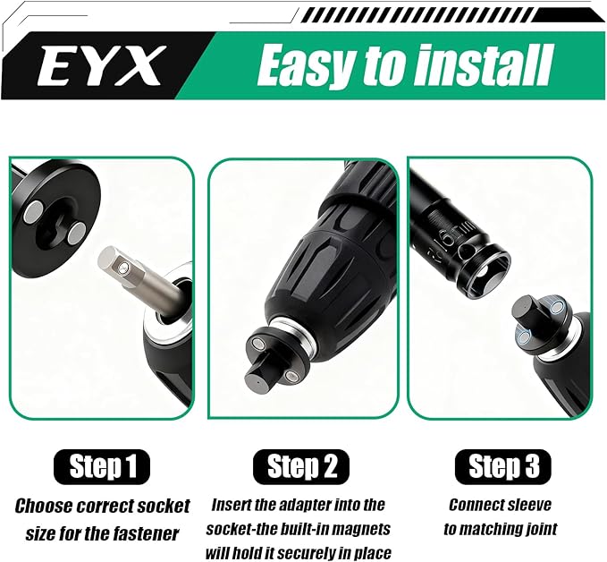Socket Adapter Set, 4PC Low Profile Impact for Tight Spaces - Fits Square Head 1/2" 1/4" 3/8" Hex Key Socket Wrench & AD Connecting Rod, Includes Drive Converters