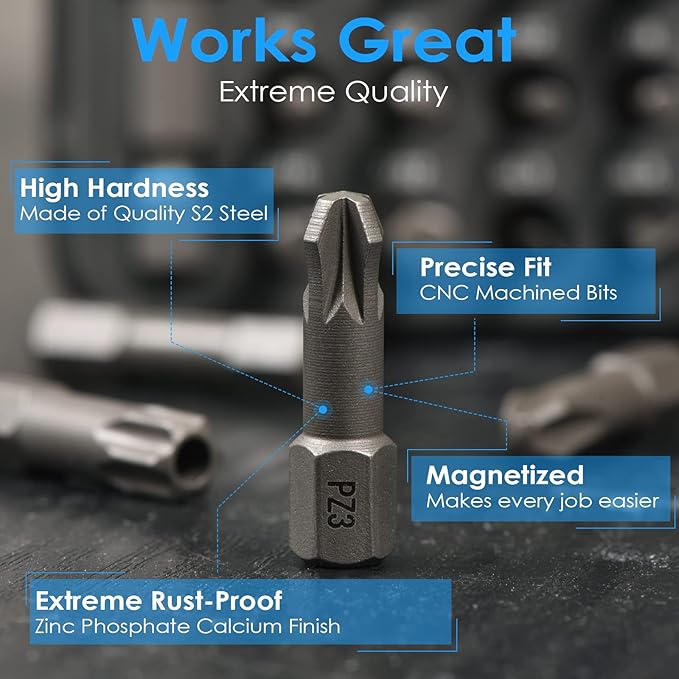 31in1 S2 Steel Screwdriver Bit Set with 1/4" Magnetic Bit Holder, Mini EDC Tool, for 1/4" hex shank screwdriver, bit holder, power tool, hand tool