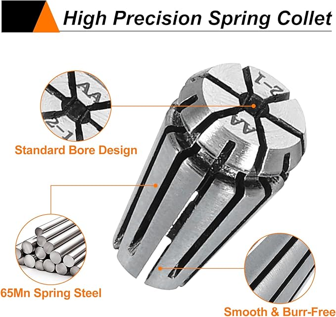 HARFINGTON Spring Collet Chuck ER8 2mm 65Mn Spring Steel Precision Router Collets for CNC Engraving Milling Lathe Tool