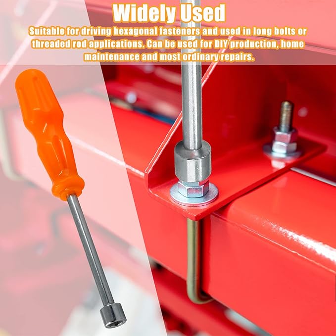 Biaungdo 8mm Socket Wrench Screwdriver, High-Carbon Steel Hexagon Nut Driver Non-Magnetic Tip Hex Nut Screwdriver Hand Tool