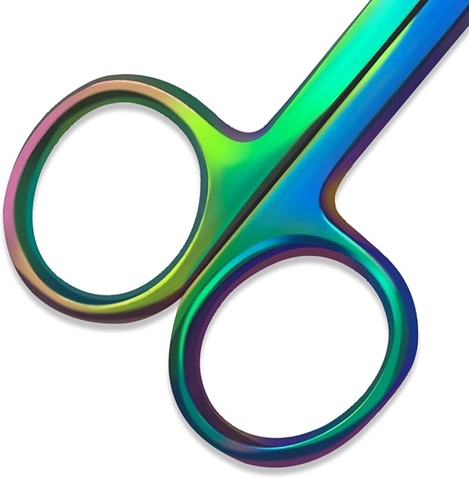Bandage, Castroviejo, & Iris Scissors, & Kelly, & Mosquito Forceps Rainbow - Stainless Steel, DIY Crafting Scissors and Forceps Multicolors (Bandage Scissors, 5.5 inches)