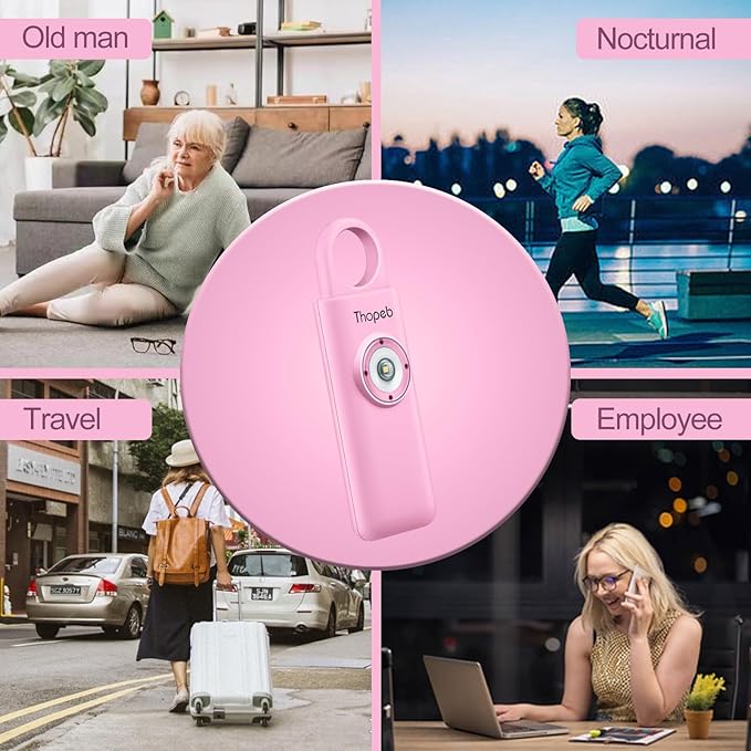 Thopeb?밫he Original Personal Safety Alarm for Women Self Defense ??Elders & Kids Self Defense Keychain Siren ??135dB Loud Siren Bird Sound ??Cute Key Chains Protection (Pink)