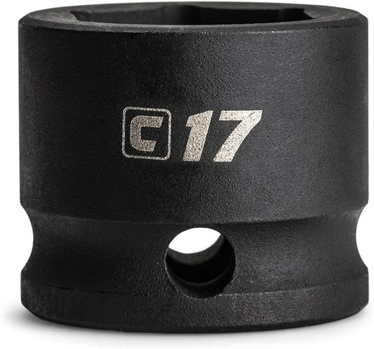 Capri Tools 17 mm Stubby Impact Socket, 3/8 in. Drive, 6 Point, Metric