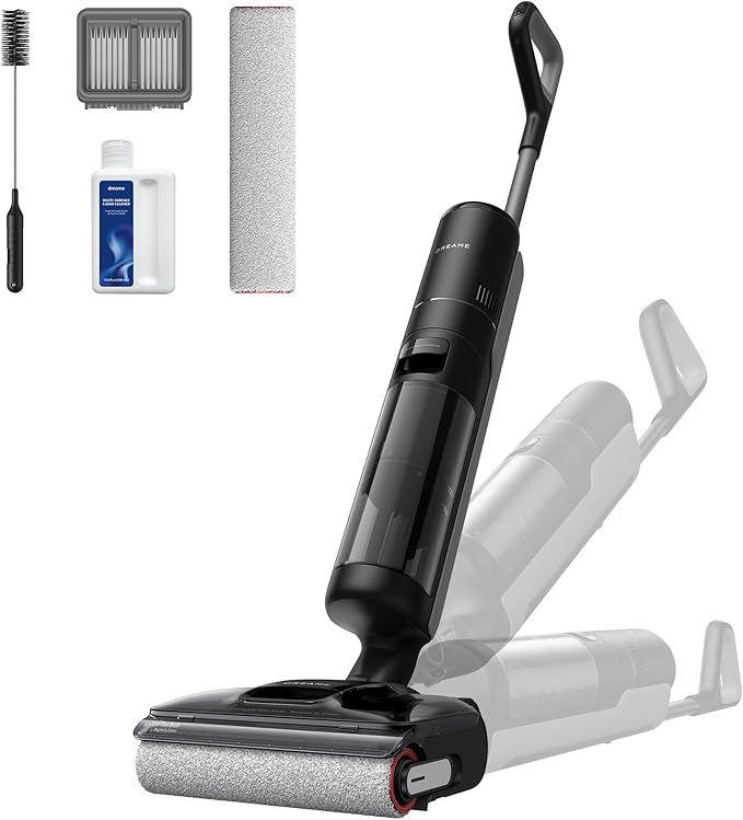 DREAME H12 Pro FlexReach Wet Dry Vacuum Cleaner, 0 Tangle Cordless Vacuum Mop All-in-One for Hard Floors, 180째 Lie-Flat Floor Cleaner Machine with 194째F Hot Self-Cleaning, 50Mins Runtime