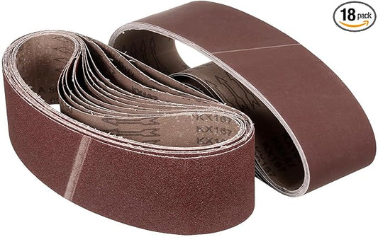 4 x 36 Inch Sanding Belt, 18 Pcs 60/80/120/150/240/400 Grit Knife Sharpener Belts Work Sharpening for Belt Sander Knife Carving Tool Metal Working