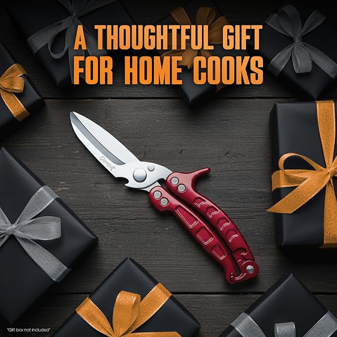 Poultry Shears Heavy Duty Professional, Turkey Shears for Chicken & Bone Cutting, Meat Cutting Scissors, Spring-Loaded Multi-purpose Kitchen Scissors, Dishwasher Safe, Non-Slip Handle ??Silver