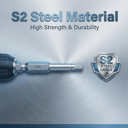 30 Piece Hex Head Allen Wrench Drill Bit Set, 1/4 Inch Shank Metric and SAE S2 Steel Hex Bit Set, Magnetic Tips 50mm Long (SAE+METRIC BITS)