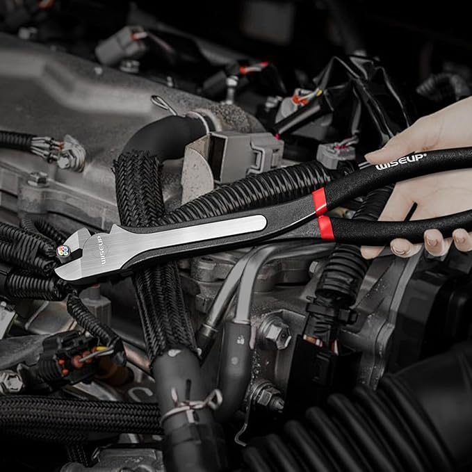 WISEUP 5Pcs Long Needle Nose Pliers Set 竊똏remium Carbon Steel竊?1" Long Reach Straight 竊?5째 Bent Nose 竊?0째 Bent Nose Plier竊똃iagonal Pliers for Narrow Spaces
