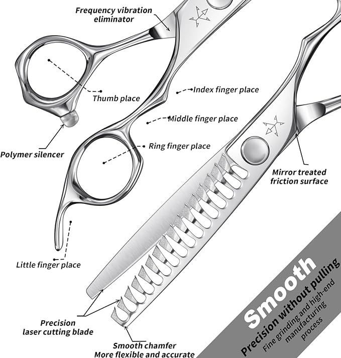High-end Professional Hair Cut Thinning Scissors Hair Cutting Teeth Shears Barber Hairdressing Texturizing Scissor Extremely Very Sharp 6 Inch Stainless Steel Alloy For Men Women Salon& Home