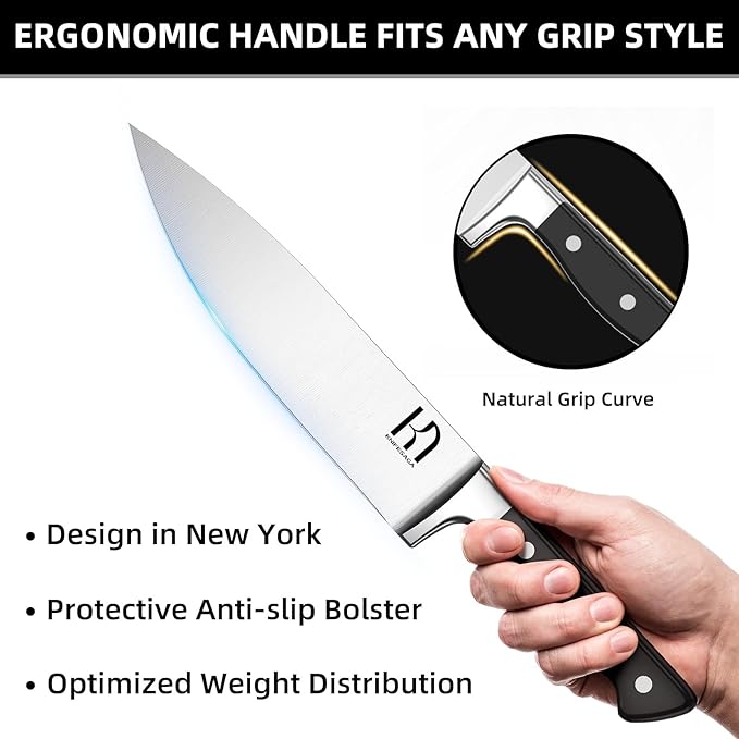 KnifeSaga Knife Set, 15 Pcs Kitchen Knife Block Set, Enduring Razor-Sharp Japanese High Carbon Stainless Steel Chef Knife Set with Block and Sharpener, Premium Black Knives Set for Kitchen