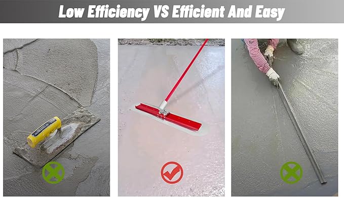 Bull Float Concrete Bull Float Tool Kit 48"x12" Fresno Round End Stainless Steel Board Kit Tool Cement Trowel Tools Float Bracket Concrete Tools Finishing With 48" Aluminum Alloy Handle x4 VOYAR