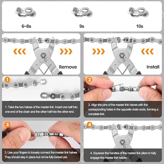 Oumers Bike Chain Repair Tools Set, Bicycle Chain Break Tool, Master Link Pliers, Bike Wear Checker Indicator Opener Closer Remover Pliers