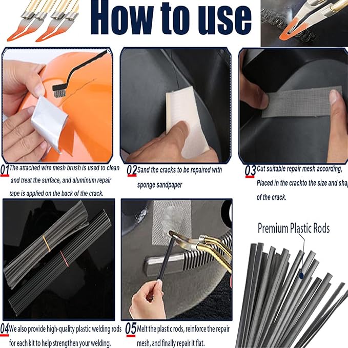 Upgraded 220W Plastic Welder Bumper Repair Kit,2-in-1 Plastic Welding Kit 800PCS Hot Staples & 30pcs Plastic Welding Rods,Hot Stapler Plastic Repair Kit for Car Bumper Kayak Crack Repairs(blue)