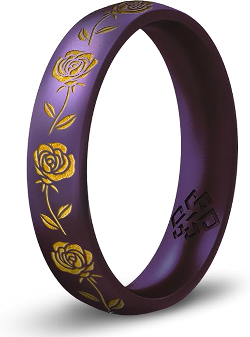 Knot Theory Birth Flower Silicone Ring for Women - 4mm Comfort Fit Wedding Band Engagement Ring